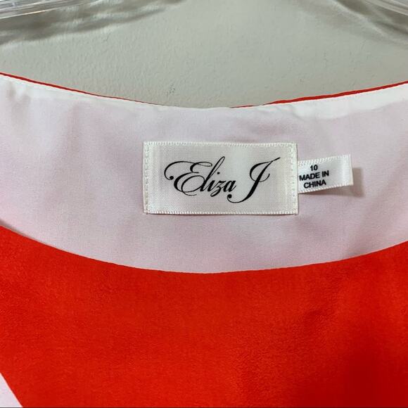 Eliza J Aztec Short Sleeve Orange/White Knee Length Dress - Picture 2 of 7